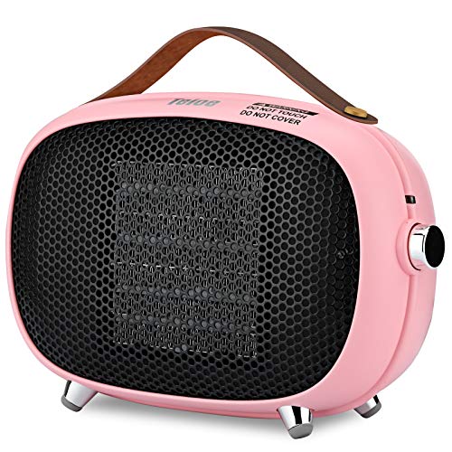 Space Heater, Teioe Small Space Heater for Bedroom, Mini Electric Space Heater with Tip-Over & Overheat Protection, Portable PTC Ceramic Space Heater for Office, Desk, Indoor Use (PINK)