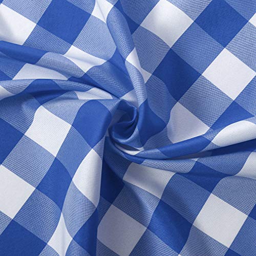 Hiasan Buffalo Check Tie Up Curtains for Windows - Rod Pocket Semi Sheer Light Filtering Kitchen Curtains, Royal Blue, 42 x 63 Inches, 1 Panel