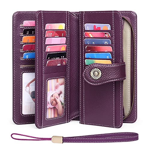 FALAN MULE Women's Wallet Genuine Leather RFID Blocking Large Capacity Trifold Ladies Wallet