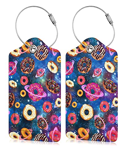 Space Donuts Leather Luggage Suitcase Travel Bag Tags, Set of 2
