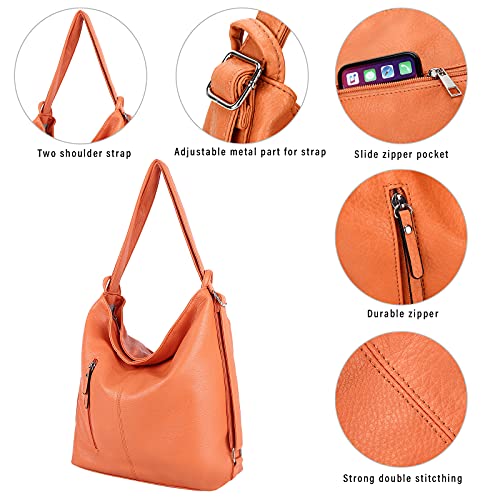 Purse for Women Convertible Backpack Purses and Handbags - Orange