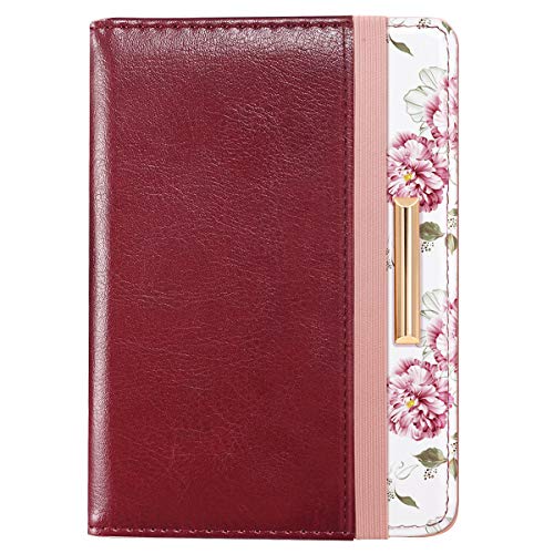 Passport Holder Cover Travel Wallet RFID Blocking Cute Flowers Passport Wallet with Elastic Band for Women,Red