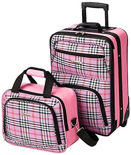 Rockland Fashion Softside Upright Luggage Set, Pink Cross, 2-Piece (14/19)