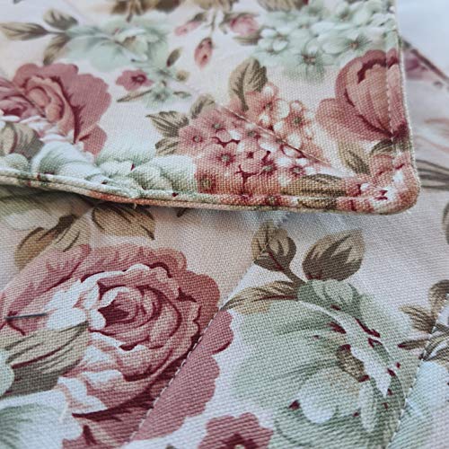 CUSHYSTORE Canvas Pot Holder Oven Pads Potholders for Cooking Kitchen 7.75", 2 Packs (Pink Rose Flower)