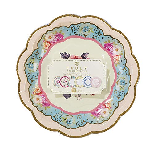 Talking Tables Truly Scrumptious Vintage Floral Small 6.75 Paper Plates in 6 Designs for a Tea Party or Picnic, Multicolor (24 Pack)