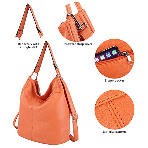 Purse for Women Convertible Backpack Purses and Handbags Crossbody Shoulder Bag - Orange