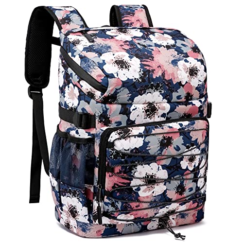 Backpack Cooler for Women, Small Soft Side Beach Back Pack Coolers for Hiking Kayaking Picnic 25 Cans Waterproof Cooler Backpack Insulated Leak-Proof Flora