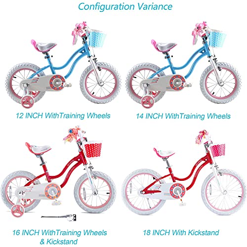 Royalbaby Stargirl Girls Bike with Training Wheels and Basket, Best Gifts for Girls. (Blue, 12 Inch)