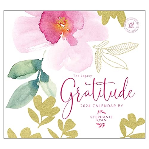 Legacy Gratitude Floral Pink 13 x 12 Paper 2024 Hanging Wall Calendar