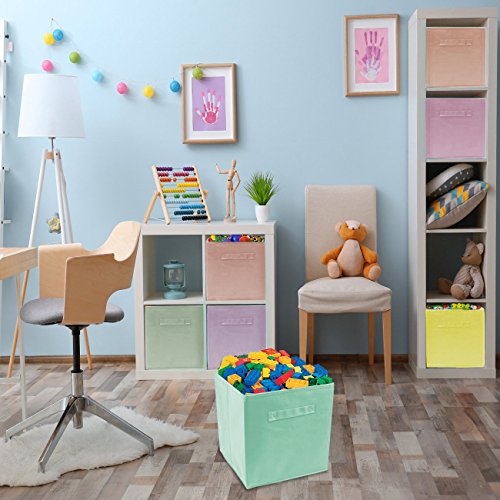 Sorbus® Foldable Storage Cube Basket Bin - Great for Nursery, Playroom, Closet, Home Organization (Pastel Multi-Color, 6 Pack)