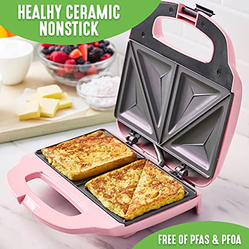 GreenLife CC003740-002 Sandwich Pro Healthy Ceramic Nonstick, Maker, Pink
