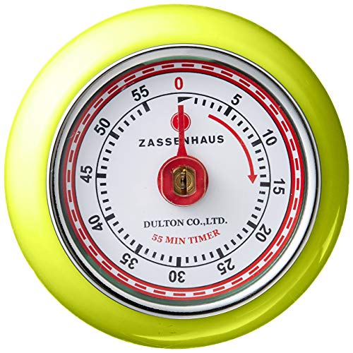 Zassenhaus Magnetic Retro Kitchen Timer, Classic Mechanical Cooking Timer (Kiwi Green)