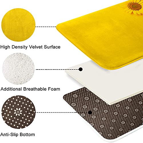 Britimes Sunflower Yellow Bathroom Rug Mat Set of 2,Washable Cover Floor Rug Carpets Floor Bath Mat Bathroom Decorations 16x24 and 20x32 Inches