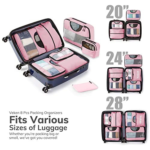 8 Set Packing Cubes for Suitcases and Carry On, Organizers for Travel Essentials  (20 colors)