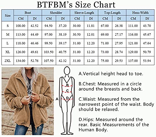 BTFBM Women Long Sleeve Full Zip Jackets Casual Solid Color Loose Fleece Short Teddy Coats Jacket Outerwear With Pockets(Solid Khaki, Large)