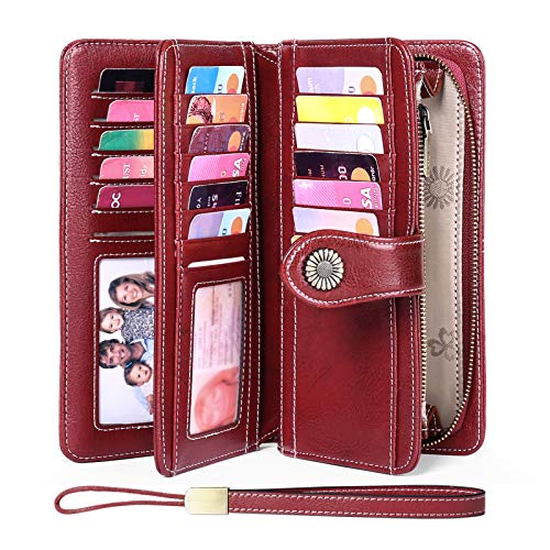 FALAN MULE Women's Wallet Genuine Leather RFID Blocking Large Capacity Trifold Ladies Wallet