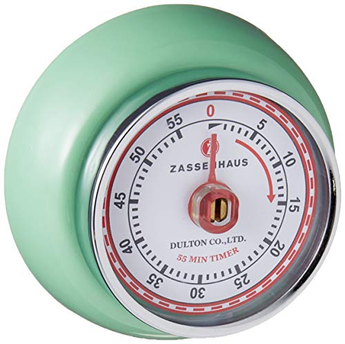 Zassenhaus Magnetic Retro Kitchen Timer, Classic Mechanical Cooking Timer (Mint Green)