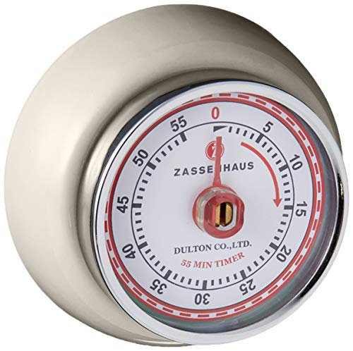 Zassenhaus Magnetic Retro Kitchen, Classic Mechanical Cooking Timer (Cream), 2.7-Inch