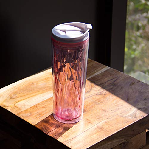 Cupture Crystal Click & Seal Shake Tumbler Cup for Hot or Cold Drinks - 22 oz (Pink Rose)