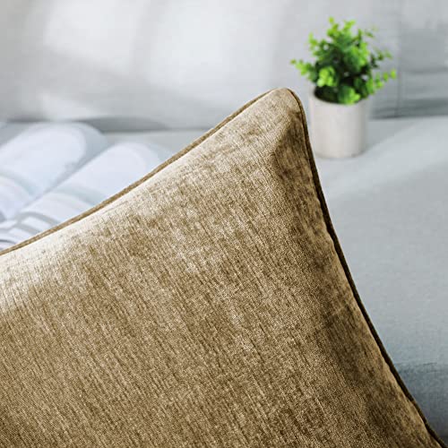 HPUK Cashmere Pillow Covers Pack of 2, Decorative Square Cushion Covers , Set of 2 Couch Pillows for Sofa Couch, Living Room, Bedroom, Office, 18 x 18 inch, Tan