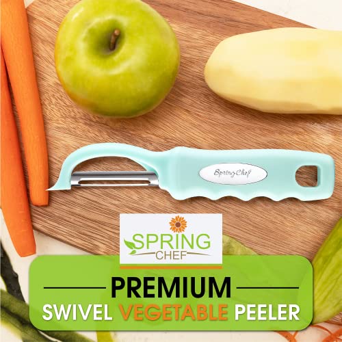 Spring Chef Premium Swivel Vegetable Peeler, Soft Grip Handle and Ultra Sharp Stainless Steel Blades - Perfect Kitchen Peeler For Veggie, Fruit, Potato, Carrot, Apple - Mint