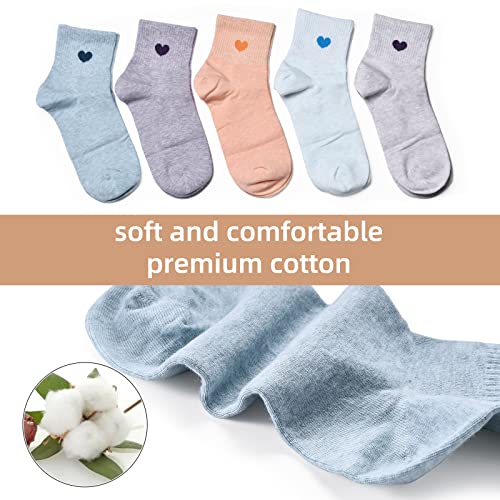 Corlap Women's Crew Socks Ankle High Cotton Fun Cute Athletic Running Socks Gifts For Women (5-Pairs With gifts Box)