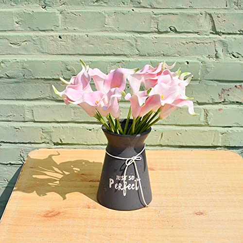 Mandy's 20pcs Light Pink Flowers Artificial Calla Lily Silk Flowers 13.4" for Home Kitchen & Wedding