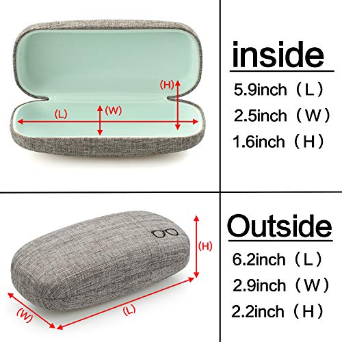 Vemiss Hard Shell Eyeglasses Case Soft Linen Fabrics Portable Glasses Sunglasses Box (Large, Gray)