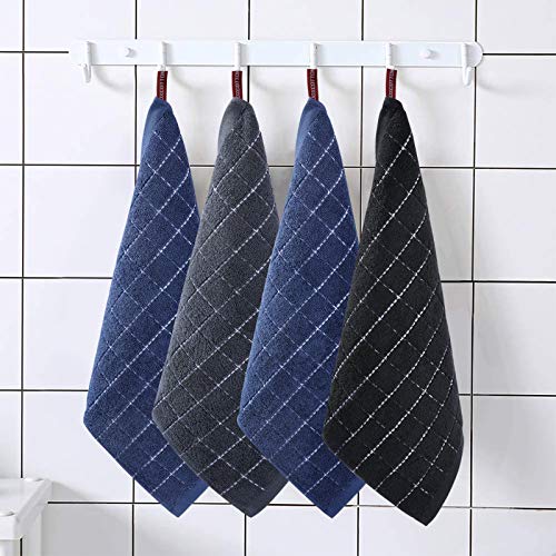 Homaxy 100% Cotton Terry Kitchen Dish Cloths, Highly Absorbent, Fast Drying and Machine Washable Dish Towels - Great for Household Cooking Cleaning, 6 Pack, 12 x 12 Inches, Blcak