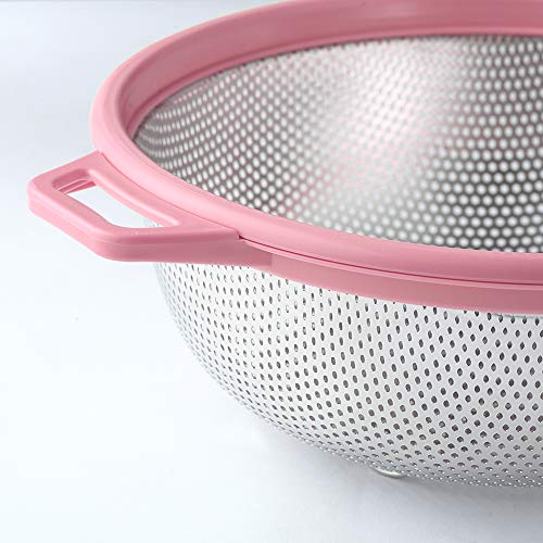 Large Metal Stainless Steel Colander Strainer w/Handle and Legs  (2 colors)