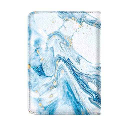 Passport Holder Cover,Traveling Passport Case Cute Passport Wallet for Women,Blue Marble