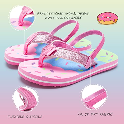 Watelves Girls & Boys Kids Flip Flop summer Slide Sandals Slip on Suitable for Bath Shower Beach pool (Little Kid/Big Kid) (Ice cream, 28/29)