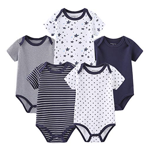 Kiddiezoom Baby Boys Bodysuit Newborn Short Sleeve Baby Cloth Cotton 5-Pack One-Piece