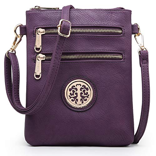 Dasein Women Small Crossbody Bag Lightweight Shoulder Purses Multi Zipper Pockets Phone Purse Handbag (purple)