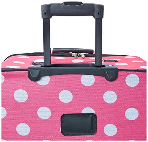 Rockland Vara Softside 3-Piece Upright Expandable Luggage Set w/Telescopic Handle, Pink Dots