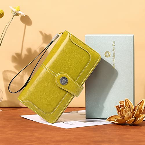 FALAN MULE Women's Wallet Genuine Leather RFID Blocking Large Capacity Trifold Ladies Wallet