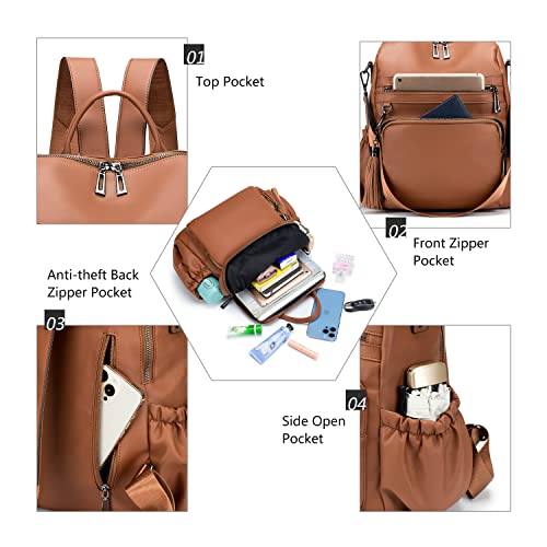 Roulens Women's Fashion Backpack Purses Fashion Leather Large Design Ladies College Shoulder Bags PU Leather Travel bag