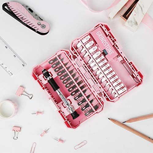 FANTASTICAR Pink Craft Knife Precision Cutter Hobby Knife Blades Set ( 29pcs) for Art Work, Scrapbooking, Stencil, Architecture Modeling, Wood Leather Working