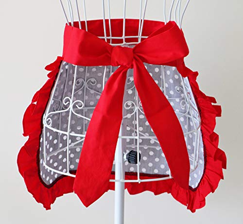 Waist Apron Cute Vintage 50’s Cooking Kitchen Retro Lovely Ruffle Apron with Pockets for Women Girls (Red)