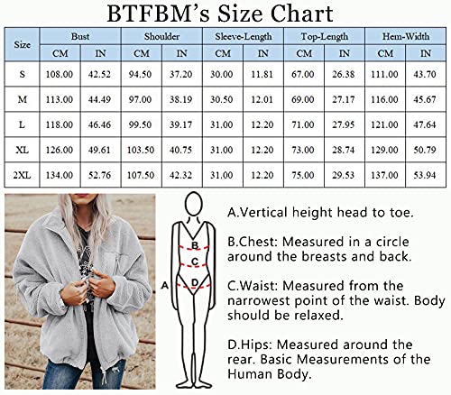 BTFBM Women Long Sleeve Full Zip Jackets Casual Solid Color Loose Fleece Short Teddy Coats Jacket Outerwear With Pockets(Solid Grey, Large)