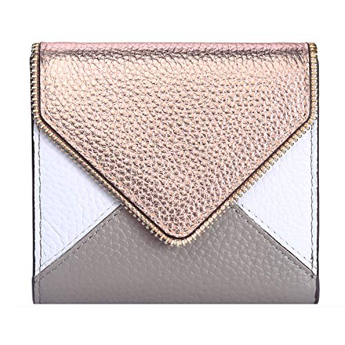Lavemi RFID Blocking Small Compact Leather Wallets Credit Card Holder Case for Women(Envelope Champagne Gold)