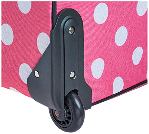 Rockland Vara Softside 3-Piece Upright Expandable Luggage Set w/Telescopic Handle, Pink Dots