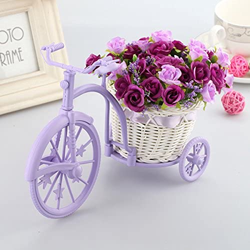 Louis Garden Nostalgic Bicycle Artificial Flower Decor Plant Stand (Pink+Purple)