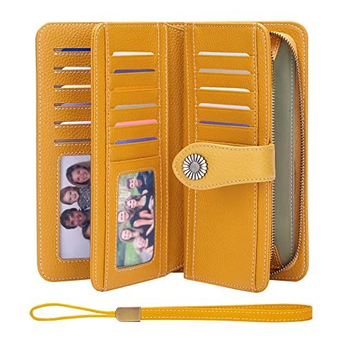 FALAN MULE Women's Wallet Genuine Leather RFID Blocking Large Capacity Trifold Ladies Wallet