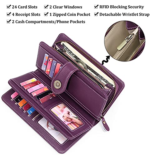 FALAN MULE Women's Wallet Genuine Leather RFID Blocking Large Capacity Trifold Ladies Wallet