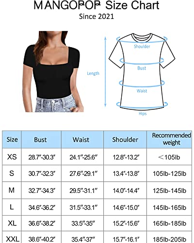 MANGOPOP Womens Short Sleeve/Long Sleeve Square Neck T Shirts Tops Tees (Short Sleeve Navy Blue, Medium)