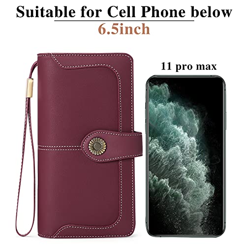 FALAN MULE Women's Wallet Genuine Leather RFID Blocking Large Capacity Trifold Ladies Wallet