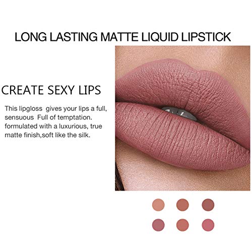 6 Pcs Nude Colors Long Lasting, Waterproof Liquid Lip Gloss Set