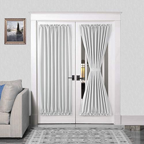 French Door Curtains, Rod Pocket Thermal Blackout Tie Back Curtains for Doors with Glass Window  (26 colors)
