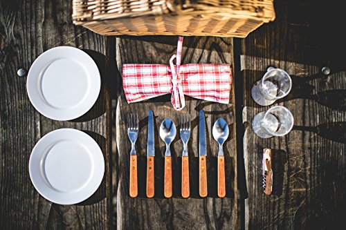 Plaid Piccadilly Willow Picnic Basket for Two People, with Plates, Wine Glasses, Cutlery, and Corkscrew